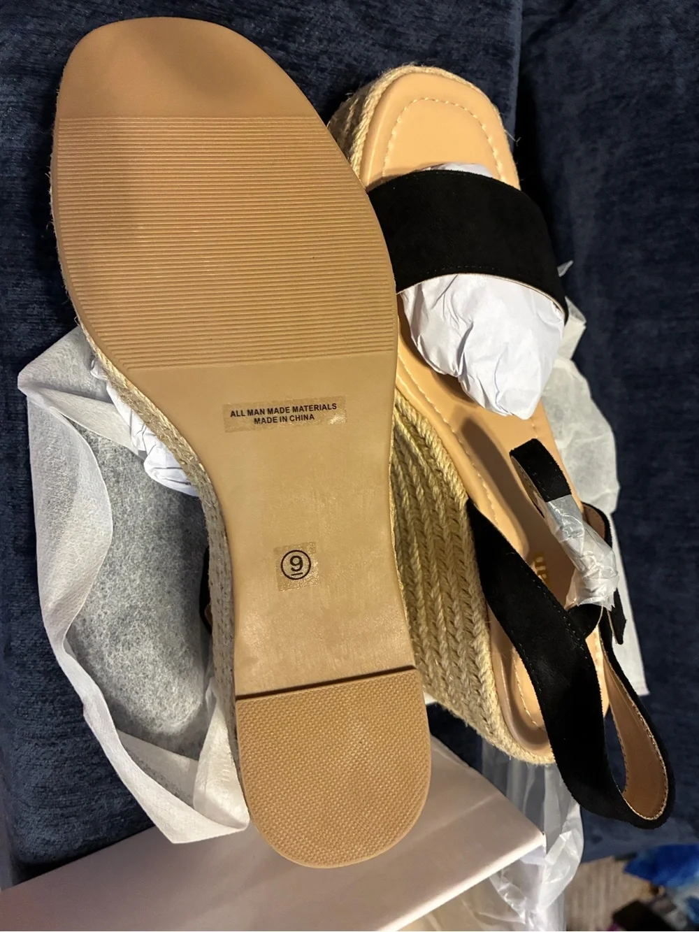 Wedge Espadrille Sandals - Black
